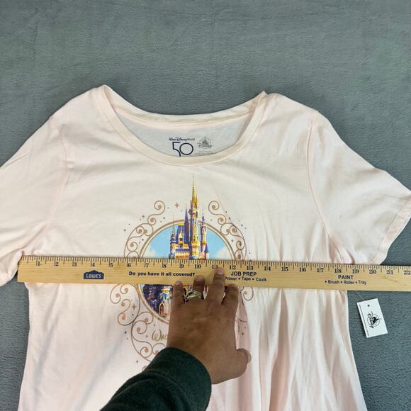 Walt Disney World 50th Anniversary Cinderella Castle T-Shirt Pink NWT Tee‎ Large - Picture 7 of 8